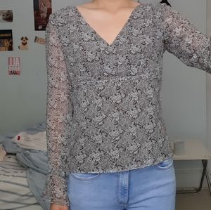 Ann Taylor Long Sleeve Floral Print Blouse